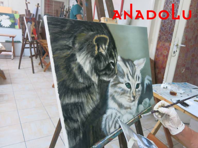 Yağlı Boya Hobi Dersleri Kedi Çizimi Çukurovada